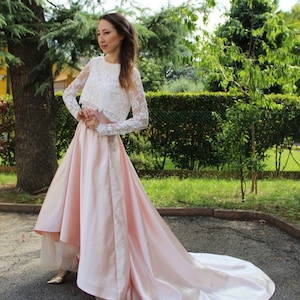Lace wedding dress high low wedding dress Bridal gown and separate Two piece wedding dress Lucy One Size Only S - Sample Sale