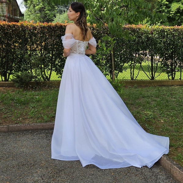 Light Bridal skirt with train Wedding skirt Organza wedding airy skirt Custom wedding skirt Melisa