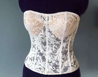 Spitze Hochzeit Korsett, weiß Braut Bustier Crop Top