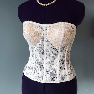 Lace White wedding corset White lace bustier Crop top Bridal corset White corset Women corset Patrizia
