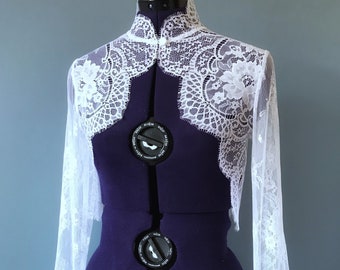 Lace Bridal Bolero with Long Sleeves, Wedding Cover Up