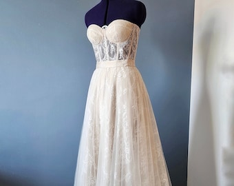 Lace Corset Wedding Dress, Two Piece Bridal Gown