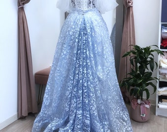 Blue bridal skirt Lace wedding skirt A line skirt Maxi skirt Long skirt Skirt with train Bridal separate Penelopa