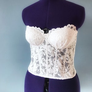 Lace wedding corset Bridal Bustier with cups White lace bustier top Bridal corset Wedding bustier Monica