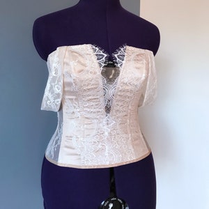 Lace Wedding Corset V-Neck Corset Bridal Corset with Removable Straps Claudia