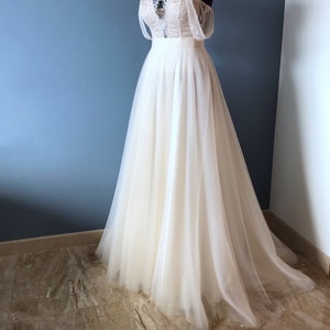 Slim A line tulle skirt Flat italian tulle skirt Dimensional color bridal skirt Ivory wedding skirt Floor length bridesmaids skirt Martina