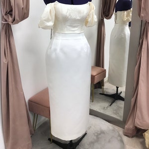 Midi Duchess Satin Wedding Skirt bridal skirt Wedding skirt with Back Slit Bridal Separates Minimalistic Bridal Skirt Astrid