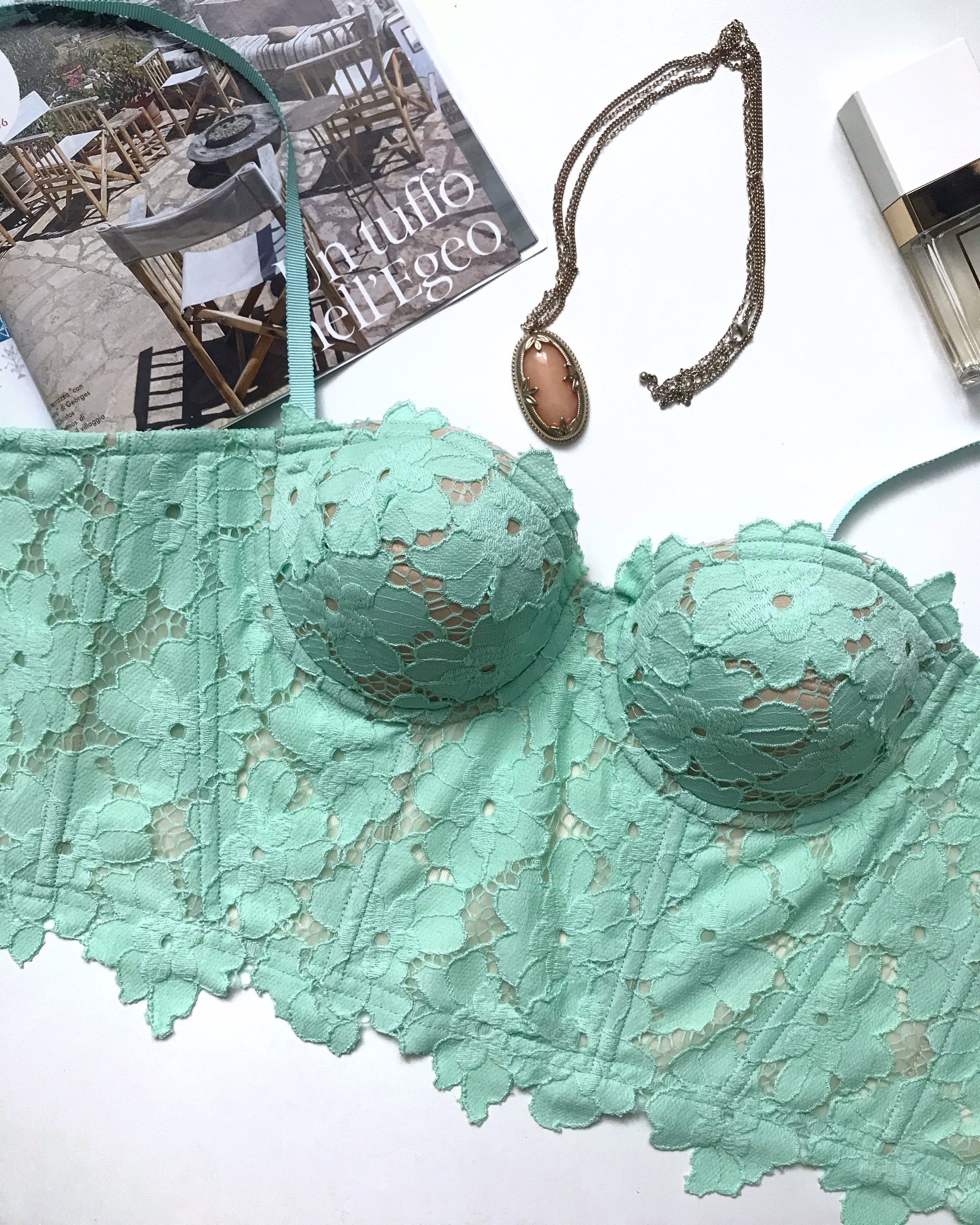 Mint Top Bustier, Bustier With Cups, Mint Lace Bustier Top, Bridal