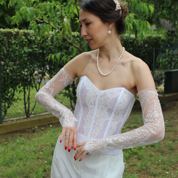 Lace Removable beaded wedding sleeves, bridal sleeves, lace sleeves, long sleeves beaded, custom wedding sleeves