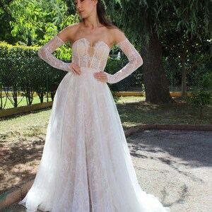Corset Wedding Dress with Sleeves Lace Wedding Dress Wedding Dress and Separate Two Piece Wedding Dress Aurora