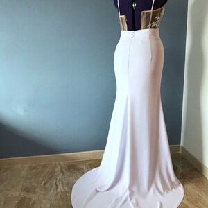 Mermaid wedding skirt with slit Fitted bridal skirt Crepe mermaid bridal skirt Classic figure hugging bridal skirt with a train