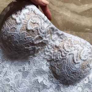Lace white wedding corset White lace bustier Crop top Bridal corset Women corset Beaded Patrizia