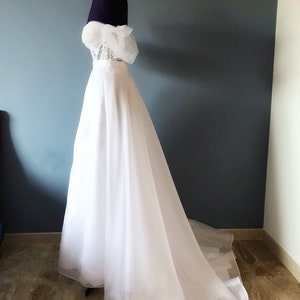 Slim A line bridal skirt with train Bridal skirt Organza wedding skirt Melisa