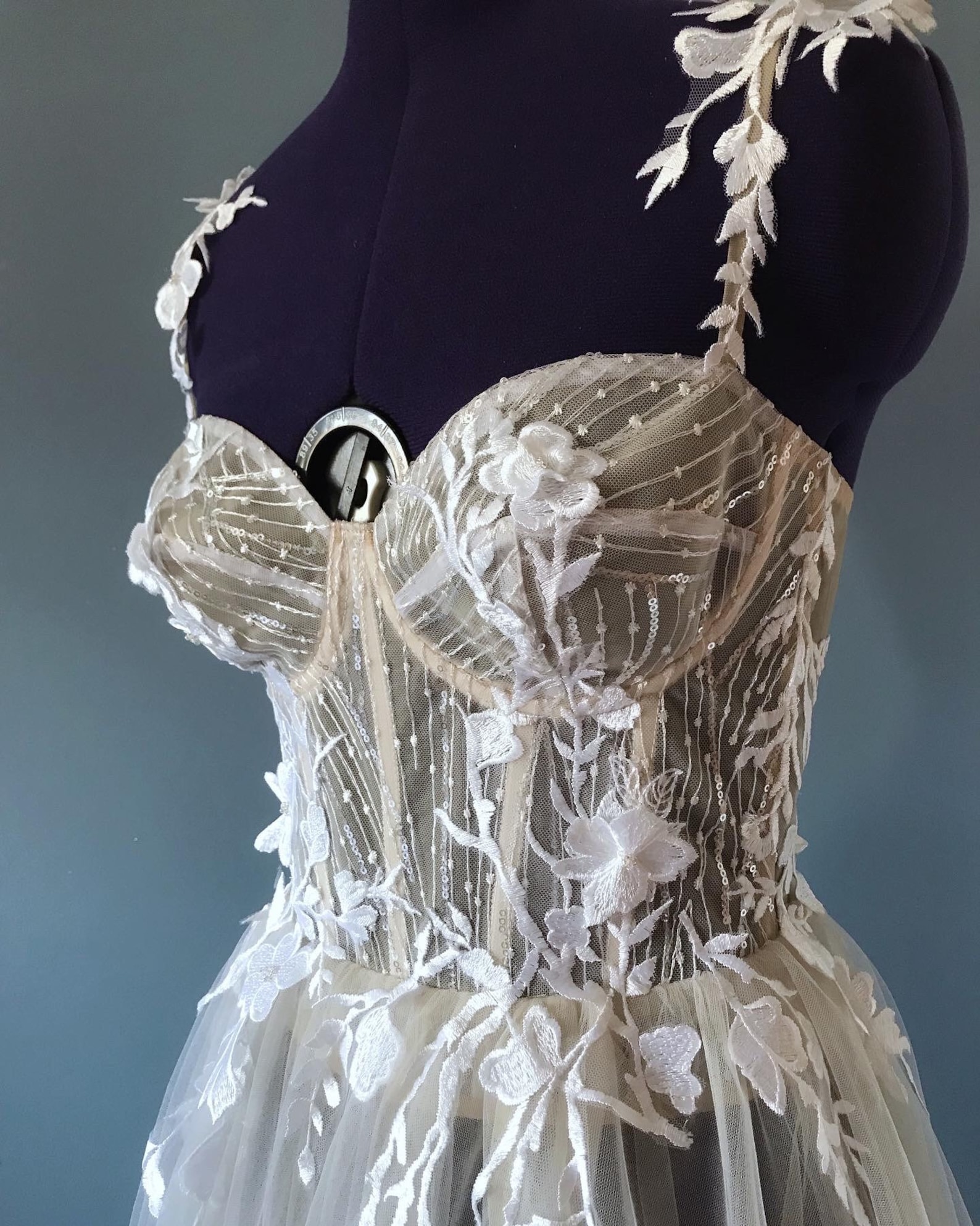 Cream Wedding Corset Bustier With Cups Cream Lace Bustier Etsy
