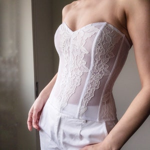 Lace wedding corset White bustier Bridal corset Marta