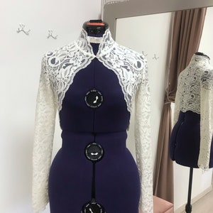 Long sleeves lace bolero, lace cover up, lace bridal topper Linda