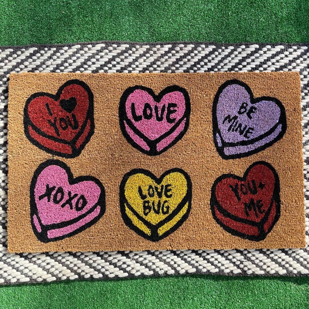 Valentine's Day Doormat, Heart Door Mat, Valentines Day Decor, Cute Etsy