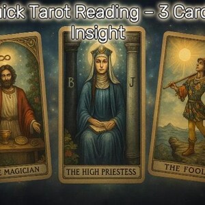 Snelle tarotlegging: inzicht in 3 kaarten | Snel paranormaal lezen | Levering dezelfde dag | Eén vraag: gebruik code ARKANA75 (Cosmic Awakening – 50% korting)