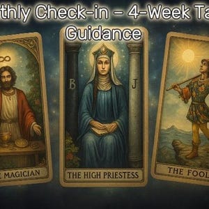 Maandelijkse tarotlegging | Energievoorspelling voor 4 weken | Wekelijkse spirituele check-in | Intuïtief lezen van 4 kaarten