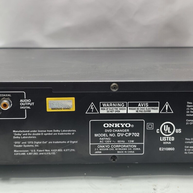 Onkyo DV-CP702 6-Disc DVD Changer Dolby DTS Progressive Scan, Mp3 Wma As-Is image 10