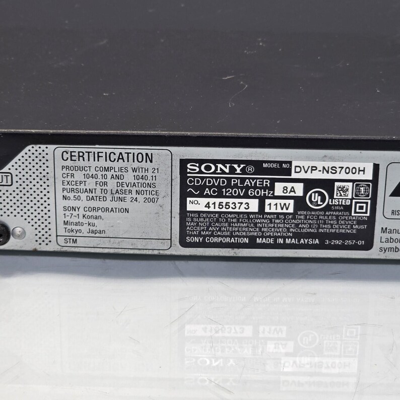 Sony DVP-Ns700H Hdmi Dvd CD Mp3 Dcd-R Player 1080p Dolby Dts Tested image 11