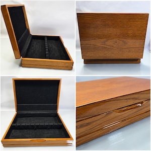 VTG MCM Wooden Anti Tarnish Silverware Flatware Storage Chest Box Holds 10 Slot