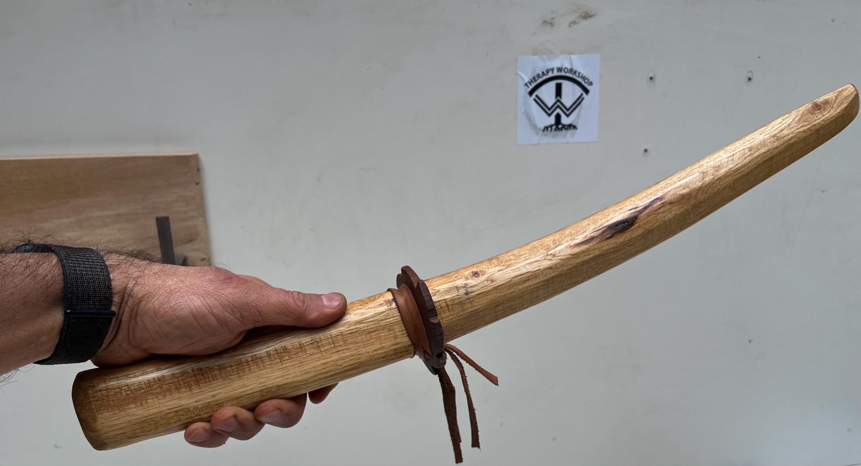 Handmade Oak Wakizashi: Aikido Training Sword With Tsuba (62cm) - Etsy