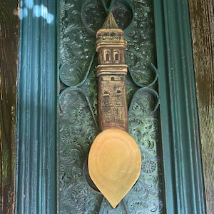 Galata tower spoon, handmade spoon,  spoon holder, handmade spoon holder, wood carved spoon, tiny spoon,
