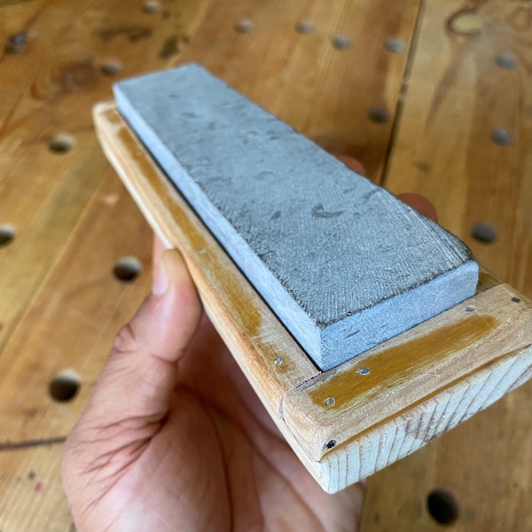 Turkish Whetstone Sharpening Stone:477 gr Knife  Chisel Sharpener with Handmade Wooden Box