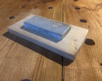 Cretan Whetstone: 170 gr 6000-9000 Grit Knife Sharpening Stone with Hand-Carved Wood Frame