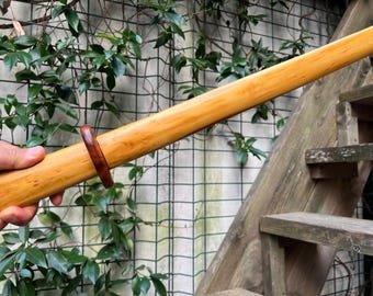 Handmade Dogwood Bokken: Aikido Kenjutsu Training Sword with Plum Tsuba