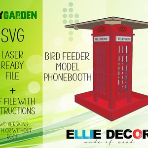 Bird feeder, London Phone booth - SVG file, instant download, digital file, svg, laser, glowforge