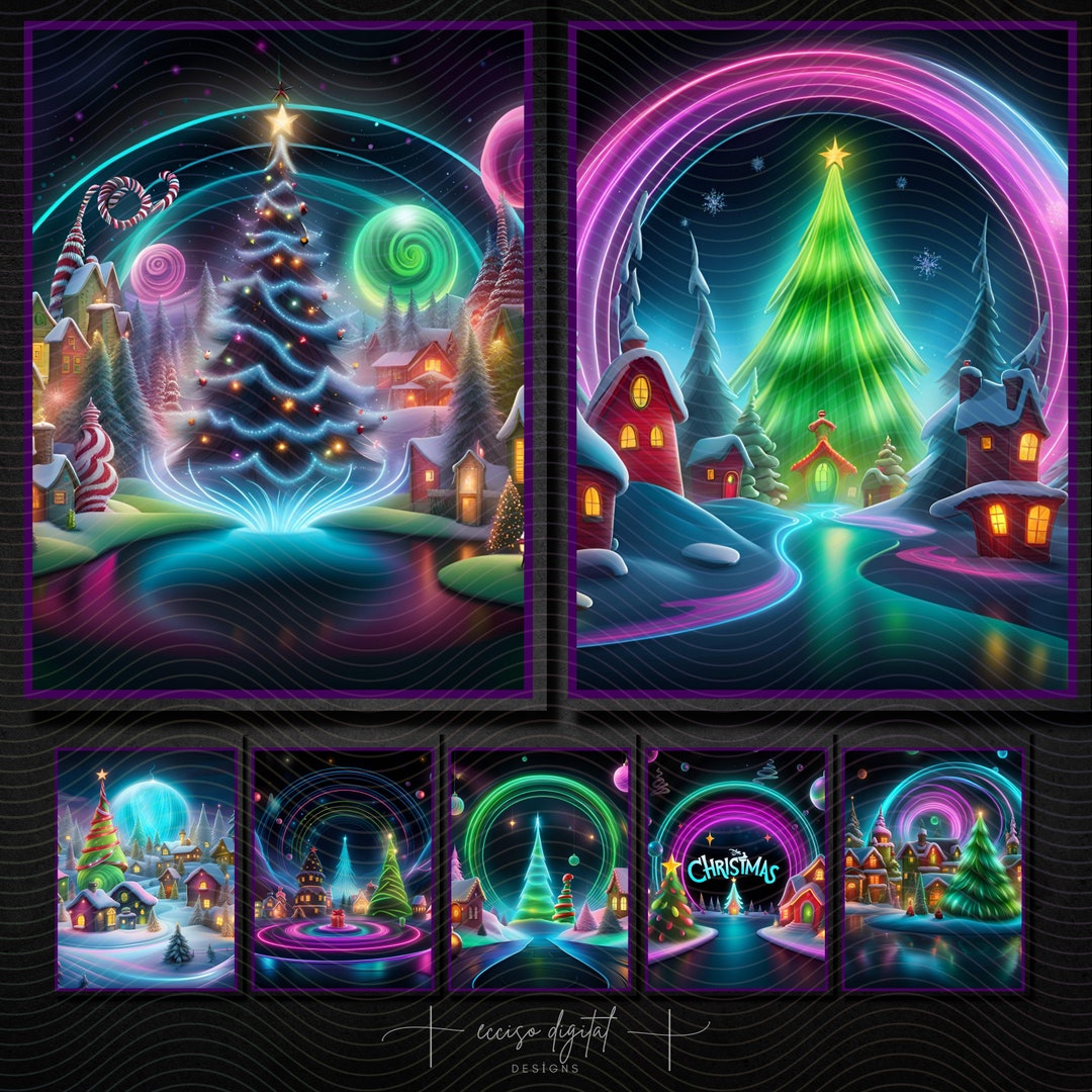 Enchanting Christmas Backdrops for Whoville Parties & Photo Studios Digital Downloads, Grinch 