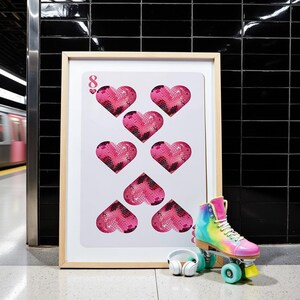 Arte de pared femenino con tarjeta de la suerte rosa, impresiones de bolas de discoteca, qué suerte tenemos, impresión de discoteca, póster de discoteca, arte de pared de moda, arte de carrito de bar elegante