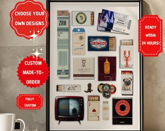 Custom Matchbook Art Print, Personalized Vintage Matchbox Gift