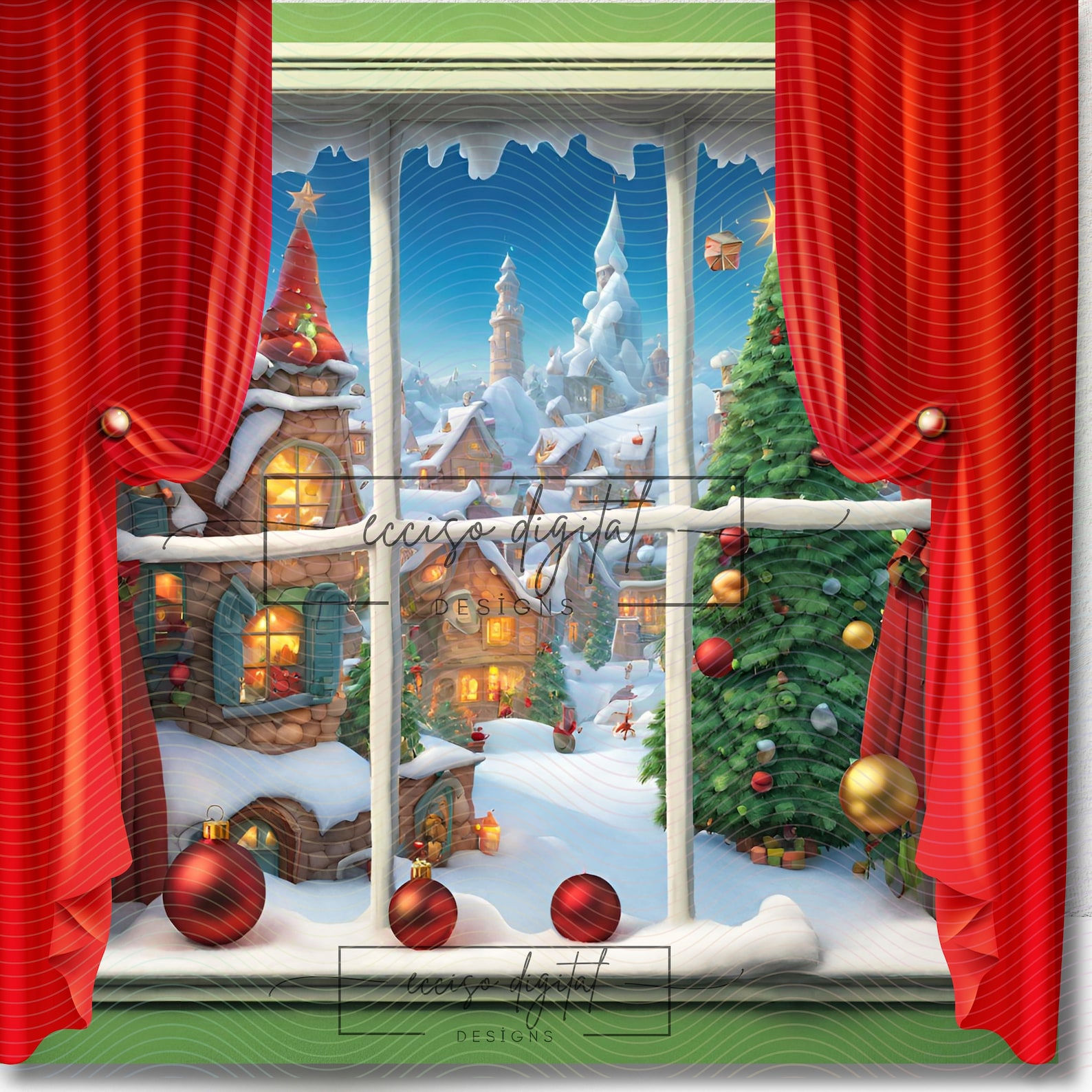 Whoville Photo Whoville Composite Whoville Village Backdrop Etsy