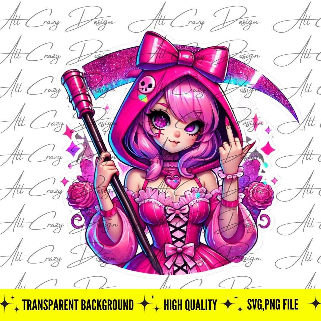 Pink Reapper Pink Sassy Grim Reaper PNG, Coquette Halloween PNG, Grim Reaper Clipart ...