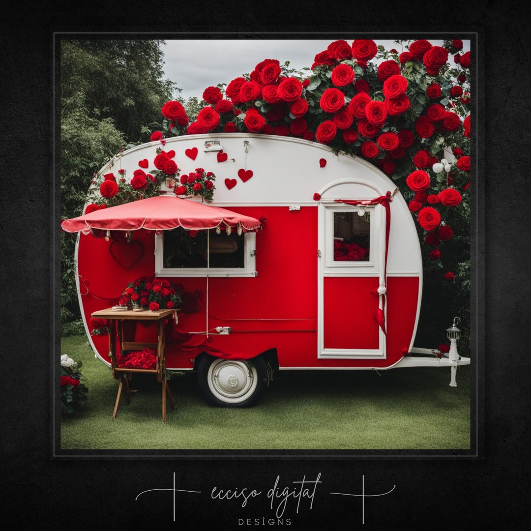 Caravan Backdrop Photography With Valentine's Day Digital Backgrounds, Studio Overlays ...
