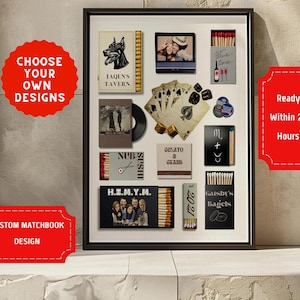 CUSTOM MATCHBOOK ART Gifts for Boyfriend Digital Matchbox Gift Large Matches Print Customized Retro Wall Poster Unique Anniversary Gift