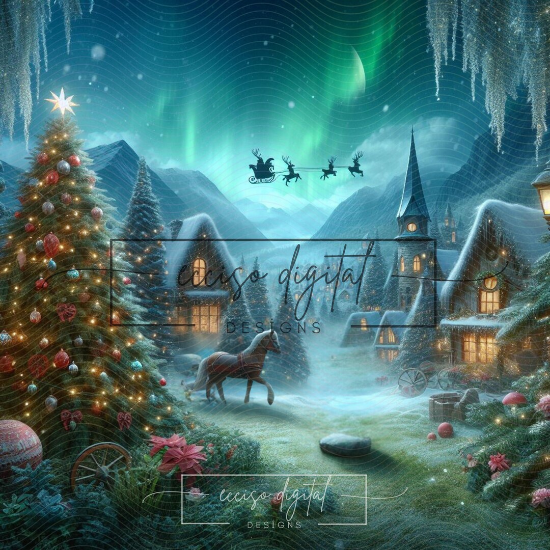 Whoville Christmas Digital Backdrop Seuss Style High Etsy