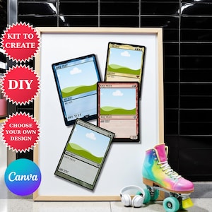 Aangepaste gamekaartsjabloon bewerkbare canva-sjabloon Gepersonaliseerde fantasiekaartspel voor vrienden, stellen gamers canva-sjabloon