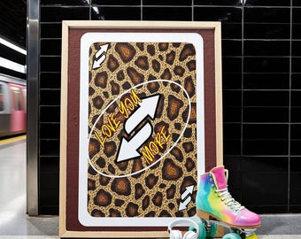 Love You More Print, Leopard Retro Wall Art Printable, Playing Card Wall Art, Girly Wall Art  Preppy Wall Decor Trendy Wall Art