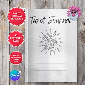 Diario dei tarocchi stampabile Canva Tamplate Stesura dei tarocchi, diario giornaliero dei tarocchi Quaderno di lavoro dei tarocchi Foglio di trucchi Pianificatore dei tarocchi Witchy Grimoire Journal