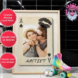 Benutzerdefinierte Spielkarte Druck, trendige Wandkunst Fotodruck Geschenkidee trendiger Druck Paargeschenk, romantisches Geschenk, Freunde für immer, Kunst