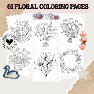 Flower Coloring Pages | Coloring Pages | Floral Theme | Kids Flowers Coloring Book | Adult Coloring Book | Instant Digital Download Coloring