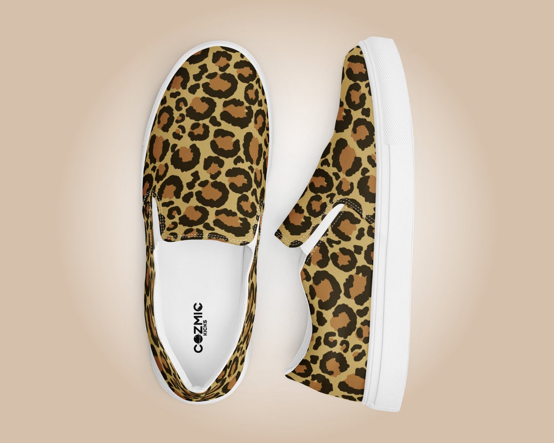 Leopard Print Unisex Slip-on Canvas Shoes, Vintage Fashion Sneakers ...