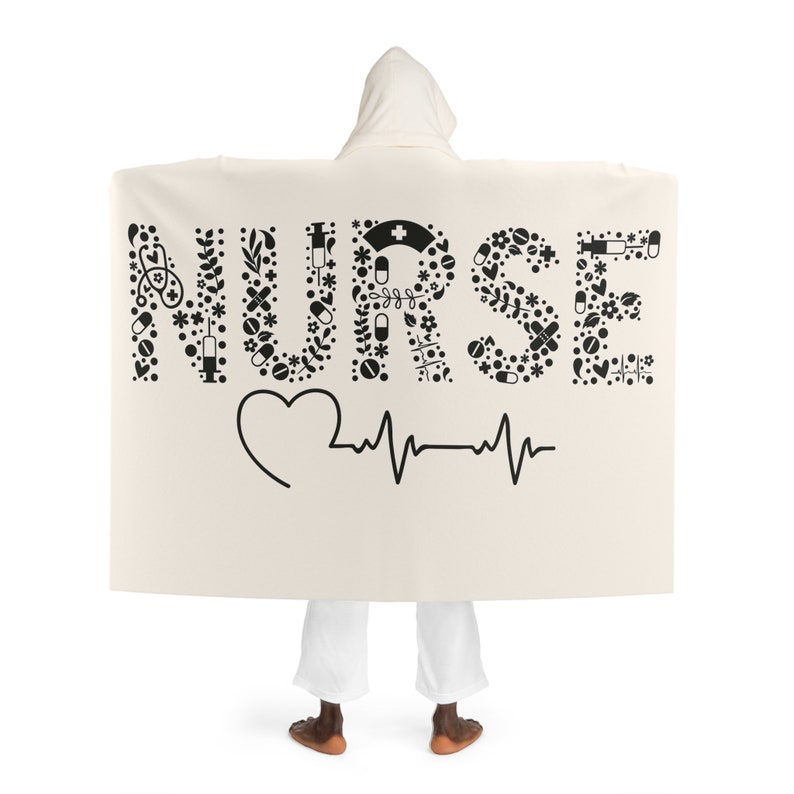 Hooded Sherpa Fleece Blanket, Nurse Blanket, Nurse Gift, Nurse Snuggie