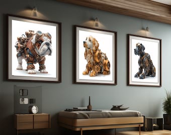 Whimsical Steampunk Dogs Collection: Set of 15 Adorable Canine Creations in Ultra Sharp JPGs - Instant Download Commercial Use