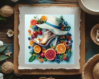 Summer Fashion Art Prints: Beach & Botanical Designs (Digital Download)