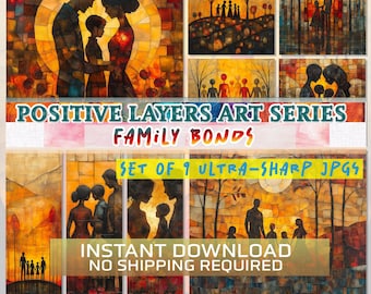 Family Bonds Art Prints: Abstract Silhouettes, Set of 9 (Digital Download)
